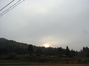 柳沢、山からの朝日